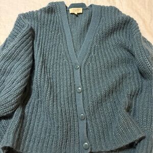 Sezane Blue Merino Wool Knit Cardigan